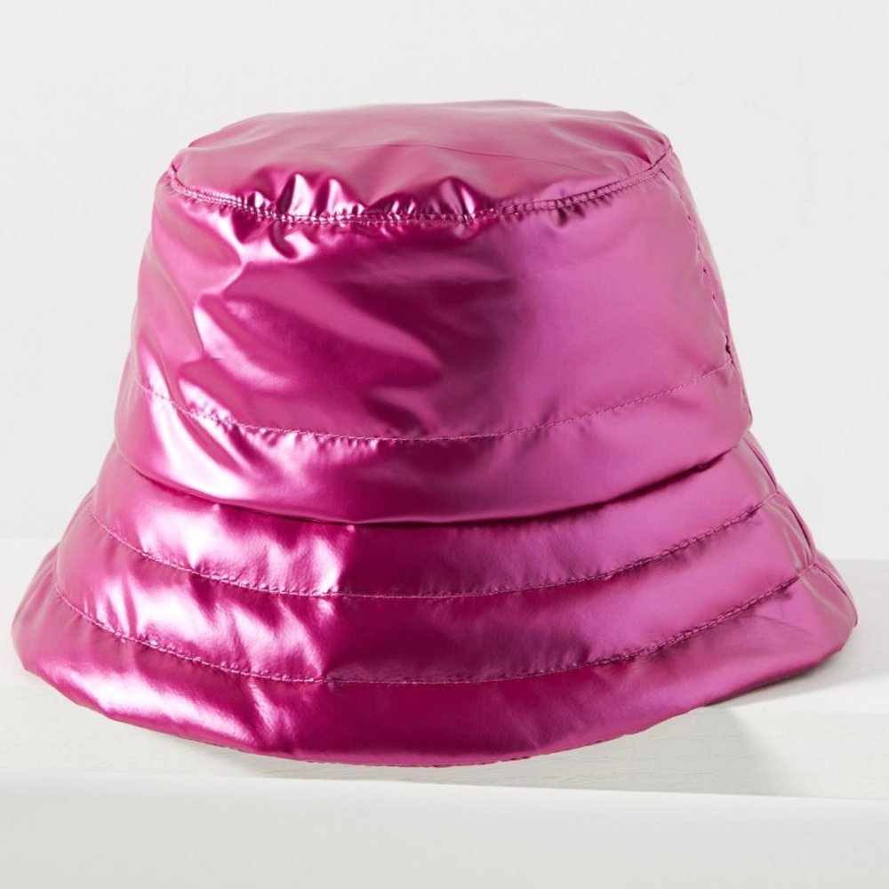 NWT Anthropologie Puffer Bucket Hat in Pink